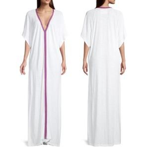 Pitusa White Coverup with Purple Trim
